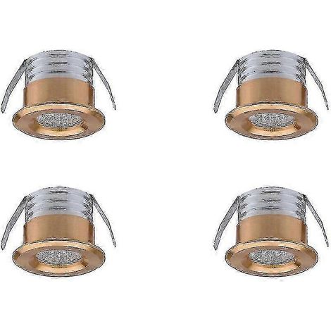 Lot de 4 mini spots encastrés LED, 3 W, blanc chaud doré - Yvan (1/3)