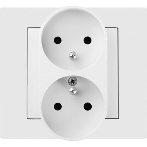 Vestra Doppelsteckdose 2x2P+Z modular ohne Rahmen, Unterputz, IP20, weiß, 3843-10