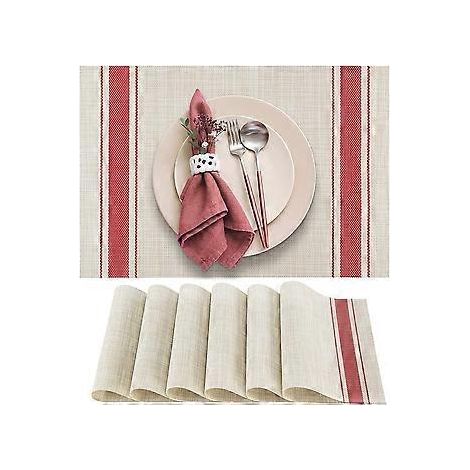 Tischsets, 6er-Set, hitzebeständig, fleckenabweisend, rutschfest, gewebt, waschbar, strapazierfähig, für Küche, Esszimmer, Restaurant.