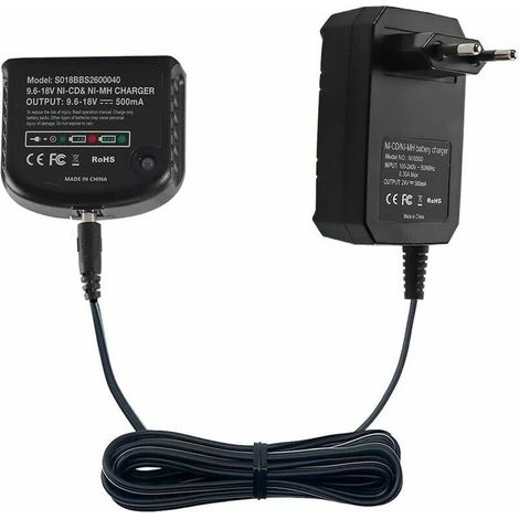 Chargeur compatible pour batteries NiCad/NiMh 9.6V-18V, & Decker ensemble, dimensions compactes, affichage LED (1/5)