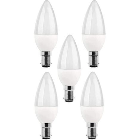 Lot de 5 ampoules 5w LED B15, équivalent à une ampoule à incandescence de 25 W, 270 lm, lumière du jour 3000 K, C35 SBC B15 à petit culot à baïonnette [Classe énergétique A+] (1/4)