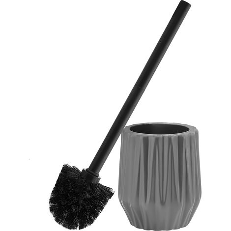 Brosse Toilettes WC Balayette WC et Supports Balai en Céramique INOX Forme de Diamant Gris (1/5)