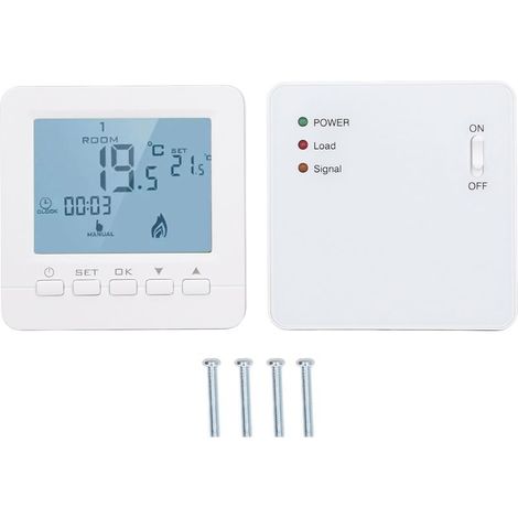 Thermostat programmable RF sans fil – Ignifuge – Régulateur de température 230V – Compatible chaudières à gaz et chauffage au sol - AC230V (1/5)