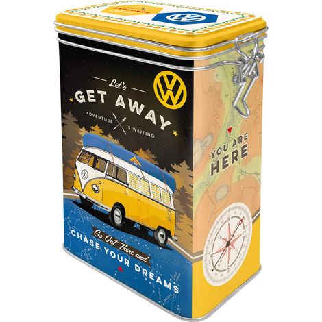 Nostalgic-Art Contenitori da caffè retrò Bulli T1 – Let's Get Away – Idea Regalo per i Bus VW, con Coperchio Salva Aroma, Design Vintage, 1,3 l (1/4)