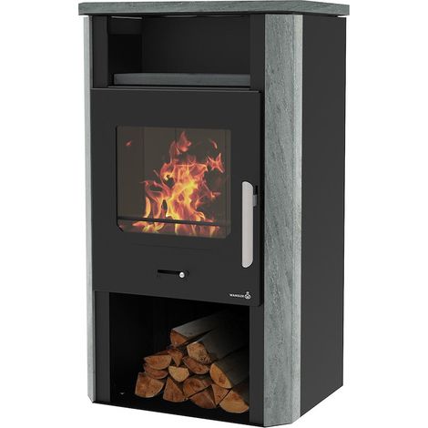 Kaminofen Typ10810-Cube schwarz 6kW Naturstein
