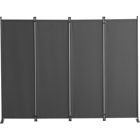 Paravent de séparation, cloison pliante à 4 panneaux, en tissu, pour bureau, chambre, salle à manger, bureau, autoportant, gris clair (1/5)