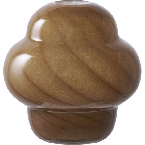 Vaso in vetro marrone caramello forma lobata ø16,5x17 cm