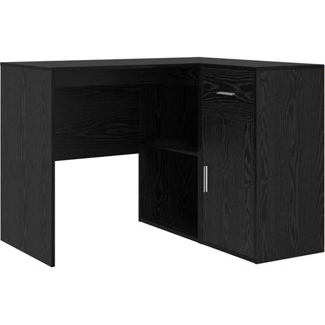 Maison Exclusive - Escritorio de Esquina con cajón Roble Negro 10