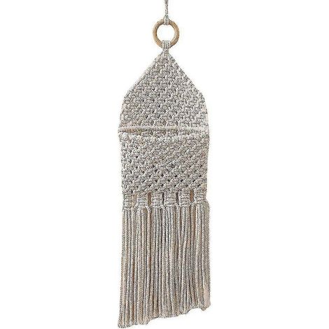 Porte-manteau mural en macramé, en coton tissé, avec poche suspendue, style bohème, décoration intérieure (1/5)