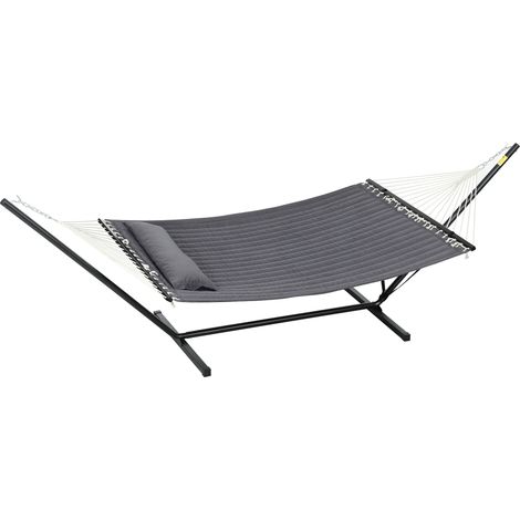 Outsunny Amaca con Struttura Portatile con Cuscino Integrato Grigio Scuro