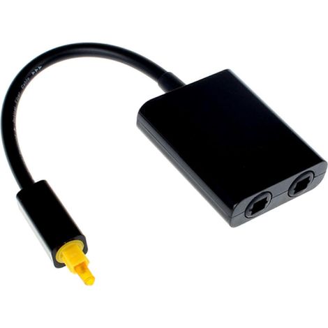 Répartiteur de câble à fibre optique audio numérique, 1 entrée vers 2 sorties, adapté aux applications home cinéma et professionnelles, noir. (1/5)