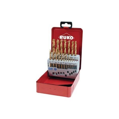 Spiralbohrer-Satz kurz HSS-TIN DIN338, Metallkass.,1-10 mm, 0,5 mm steigendRUKO (1/2)