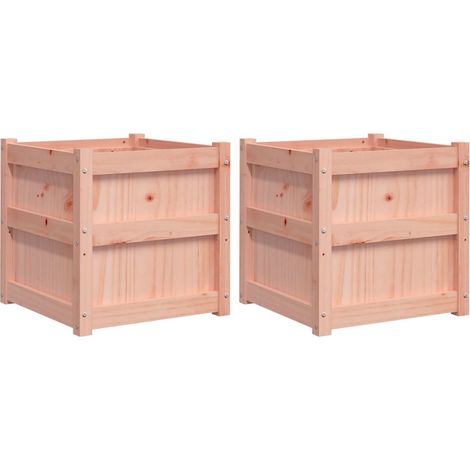Jardinière bac lit surélevé plantes fleurs jardin terrasses lot de 2 bois massif douglas marron