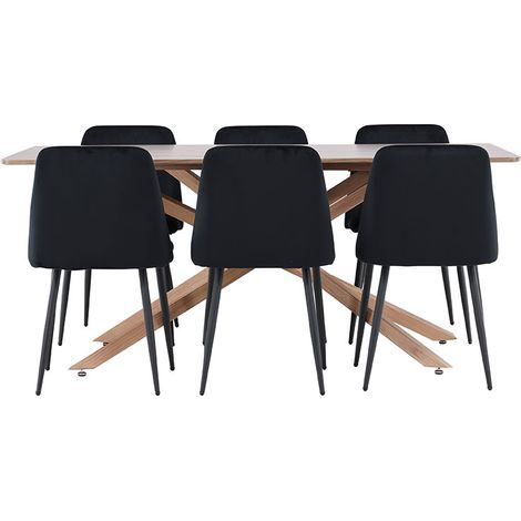 Piazza Essgruppe Tisch 90x180cm und 6 Velours Stühle mocca.