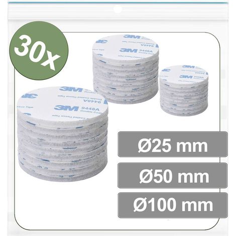 Quadrios 25CA687 Punti a strappo da incollare Lato morbido e lato rigido (Ø) 100 mm Bianco 30 pz.