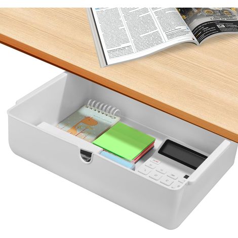 Tiroir Sous Bureau, Organiseurs de Tiroir, Auto Adhésif Rangement Sous Bureau, Cachée Tiroir Sous Meuble, Boîte de Rangement Sous la Table pour Bureau, Maison, école (1/5)