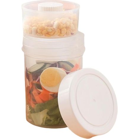 Salade déjeuner récipient,étanche 750ml double couche portable viennent avec couvercle,salade pots dressing verre - pour extérieur camping randonnée travail bureaux vacances longues course