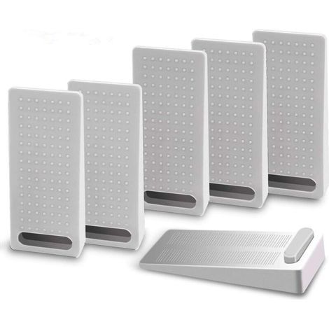 Türstopper-Set, 6 rutschfeste Türstopper aus Gummi, bodenmontiert, höhenverstellbar, Grau (1/5)