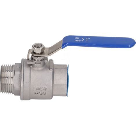 Robinet à tournant sphérique 1 po NPT, connecteur à raccord droit en acier inoxydable pour eau et huile
