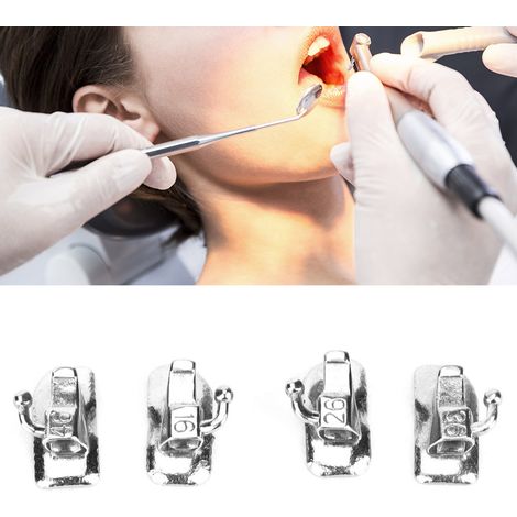 Orthodontie dentaire, tubes buccaux adhésifs, outils de soins dentaires, matériel médical, premières molaires droites (1/5)