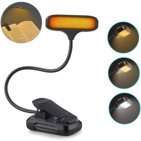 400 mAh Clip Lamp, Eye Protection, 3 Colors, 3 Intensities, Rechargeable Portable Reading Lamp, Ideal Gift for Readers (1/5)