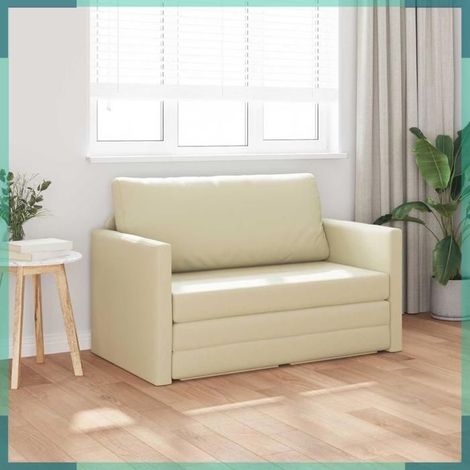 4106709 Canapé-Lit 110cm Crème Simili cuir (1/5)