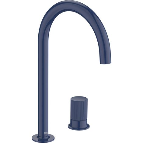 ROCA A5A3D3FP00 NU Grifo Monomando Lavabo con Maneta de Repisa Maneta Stripes Azul Cobalto - ref: A5A3D3FP00 (1/2)