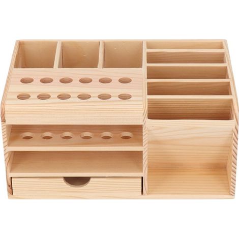Beyamis Boîte de rangement pour outils de réparation en bois synthétique robuste aux bords lisses, avec compartiments de rangement. (1/5)