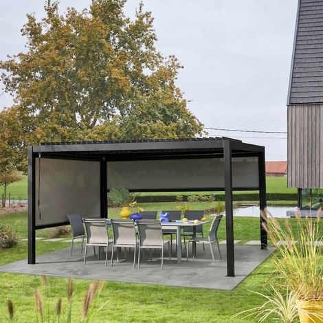 Pergola bioclimatique. aluminium et acier. 3x4m avec store 3m + store 4m (1/5)