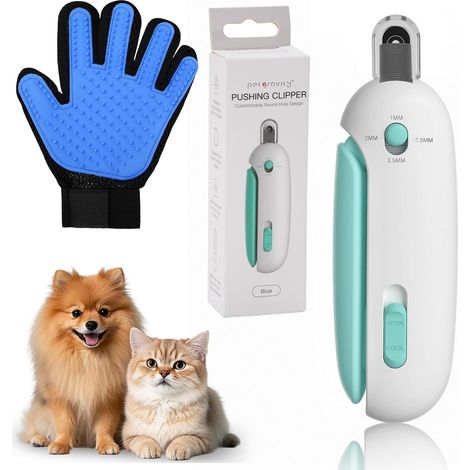 Verstellbares blaues Krallenscheren-Set mit kratzfesten Handschuhen für Hunde, Katzen, Kaninchen und andere Haustiere (1/5)