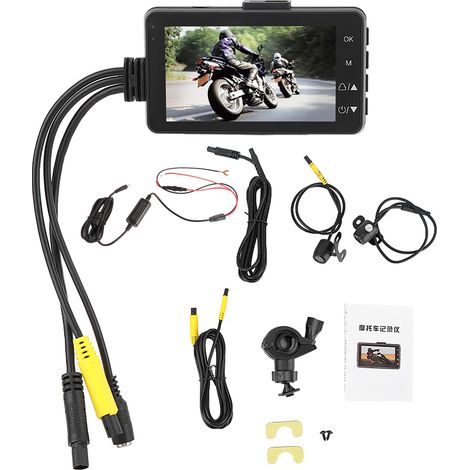 Caméra embarquée moto double objectif 720P, écran LCD 3 pouces, enregistreur de données caché (1/5)