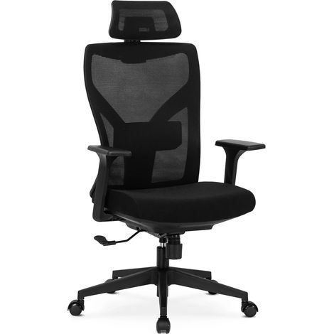 Ergonomischer Bürostuhl, drehbar, spiralförmig, schwarz, mit Kopfstütze für den Arbeitsplatz (1/5)