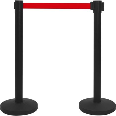 Colonne avec bande de barrière d'aéroport Inox Noir CFW236413 (1/5)
