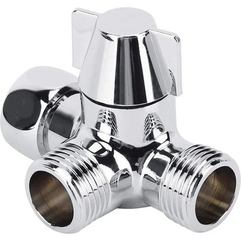 Vanne d'inversion 3 voies G1/2 pour douche – Laiton chromé résistant à la corrosion – Installation facile avec poignée 1/4 de tour (1/5)