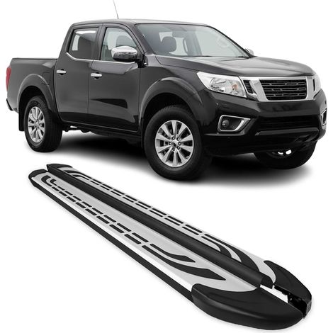 OMAC Marchepieds Latéraux pour Nissan Navara Double Cab 2016-2025 Alu Gris Noir 2Pcs (1/5)