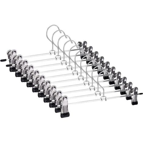 Cintres Porte-Pantalons Antidérapant Cintres pour Pantalons en Métal avec Clips Réglables Cintres de Pantalon pour Jupes, Pantalons, Jeans 28 cm (Lot de 10) (1/5)