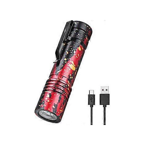 Ultra-leistungsstarke Mini-LED-Taschenlampe mit Tarnmuster, wiederaufladbar mit USB-C-Anschluss, 5 Leuchtmodi mit Speicherfunktion, wasserdicht (IPX4) für Camping