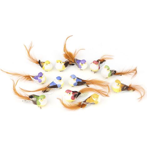 12Pcs Lovely Simulation Bird Tree Binding Artificial Bird Decor Craft for Plant Home Decoration (1/5)
