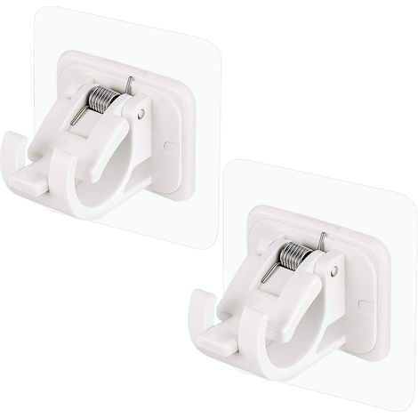2 supports de tringle à rideaux autocollants, sans perçage, pour tringle transparente de moins de 2 cm d'épaisseur. (1/5)
