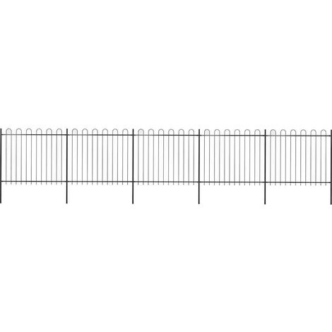 Clôture de jardin à sommet arqué, acier, 892,5 x 150 cm, noire (1/5)