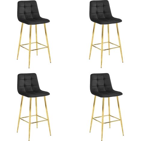Taburete Valora TEOTO terciopelo negro patas doradas diseño x4 (1/4)