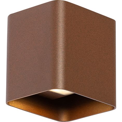 QAZQA Moderno Aplique moderno marrón óxido con LED IP54 cuadrado - Evi Aluminio /Vidrio Cuadrada Incluye LED Max. 2 x 3.1 Watt (1/4)