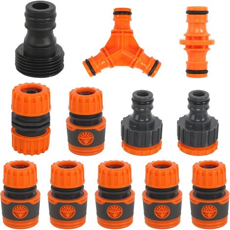 Kit de Raccordement D'arrosage - Raccords Rapides, Accessoires Double Fiche Y, Rallonge 1/2" - Tuyau 2 en 1 (1/5)