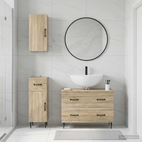 vidaXL 3 Piece Bathroom Cabinet Set HAARLEM Sonoma Oak Engineered Wood (1/5)