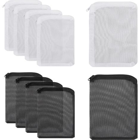 10 Pack Aquarium Filter Bags with Plastic Zipper - High Flow Mesh Fish Tank Filter Bags - 1mm Mesh Hole