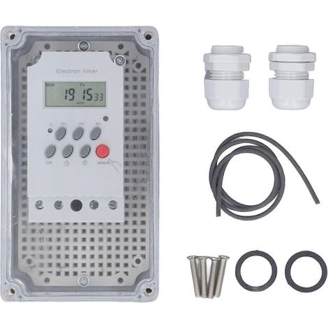Boîtier de minuterie numérique étanche pour pompes de piscine, interrupteur de contrôle horaire programmable, compatible avec les moteurs de chauffage et de spa, AC 220V. (1/4)