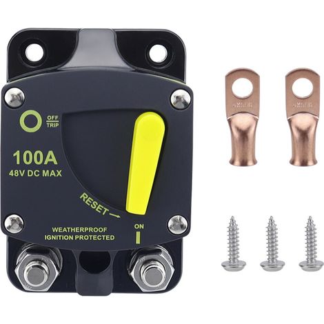Adatto per interruttori automatici marini da 100 A, 12 V-48 V, impermeabile, nero. Dimensioni: 3,46 x 2,28 x 1,77 pollici.