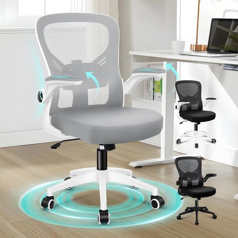 Bürostuhl Netzstoff Lendenstütze Armlehnen Rollen 180kg Keldon - Grau (1/5)