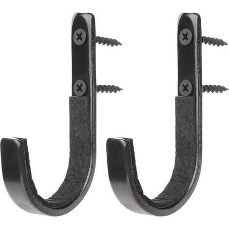 Lot de 2 crochets métal noir, fixation murale pour fusils de chasse, supports intérieurs armes à feu, rangement garage ou bureau (1/3)