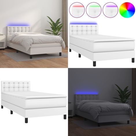 Sommier à lattes de lit avec matelas et LED Blanc 90x190cm - Lit Plateforme - Lit Design - Lit Moderne - Lit Capitonné - Lit Avec Rangement - Home & Living (1/5)